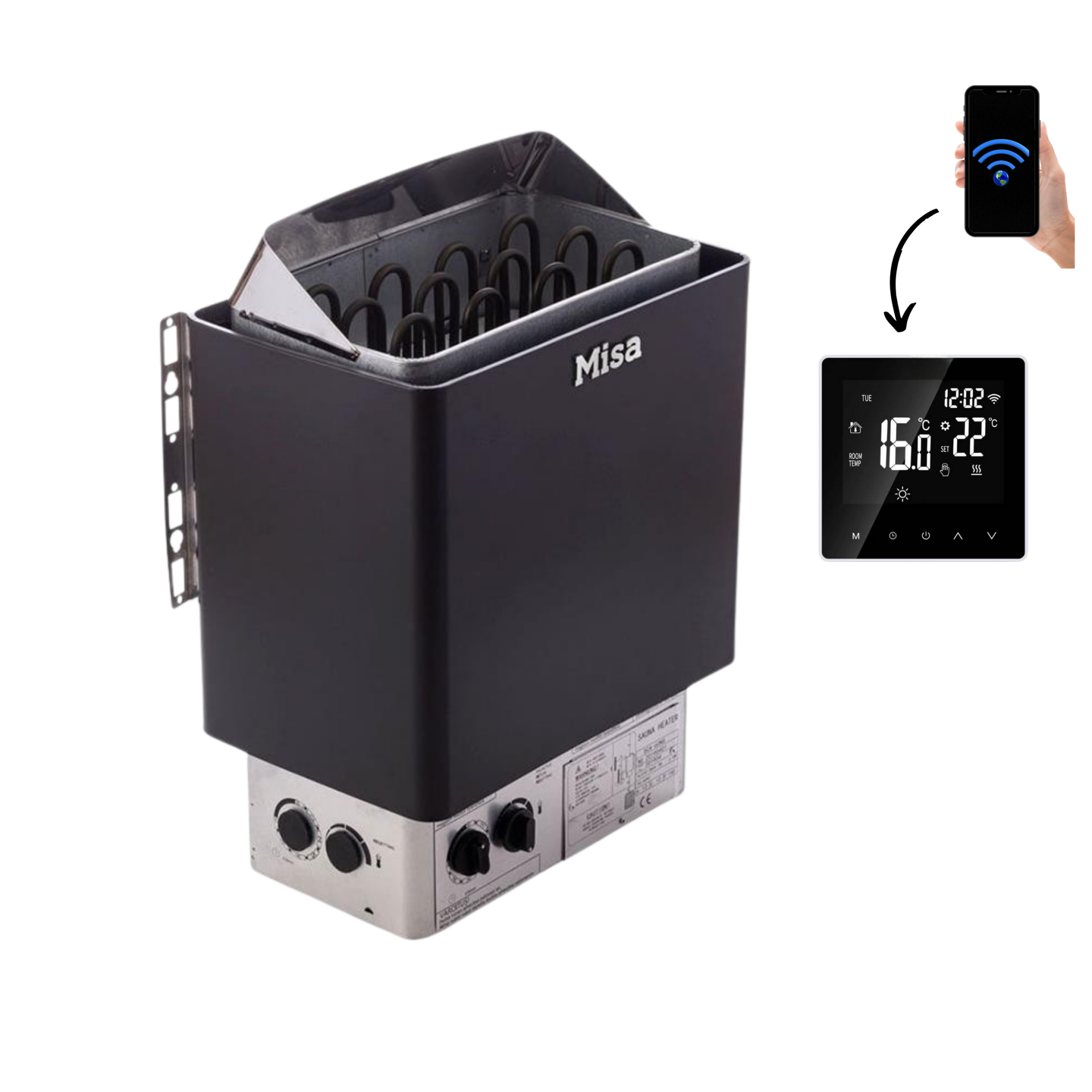 Misa Sauna Sobası  9 kW Dijital Wifi Kontrol Panelli