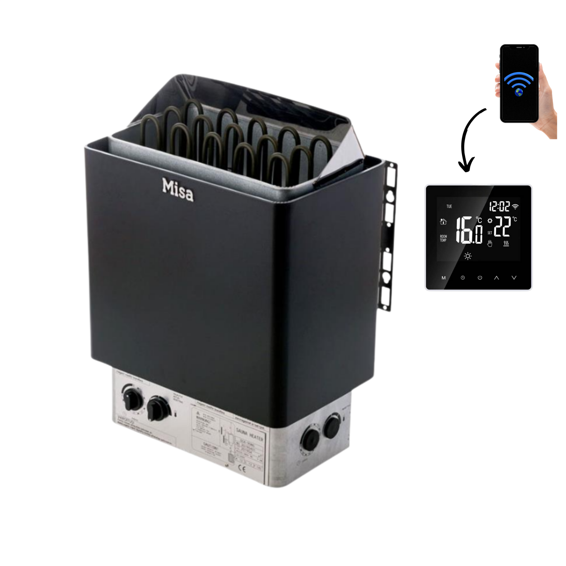 Misa Sauna Sobası  9 kW Dijital Wifi Kontrol Panelli