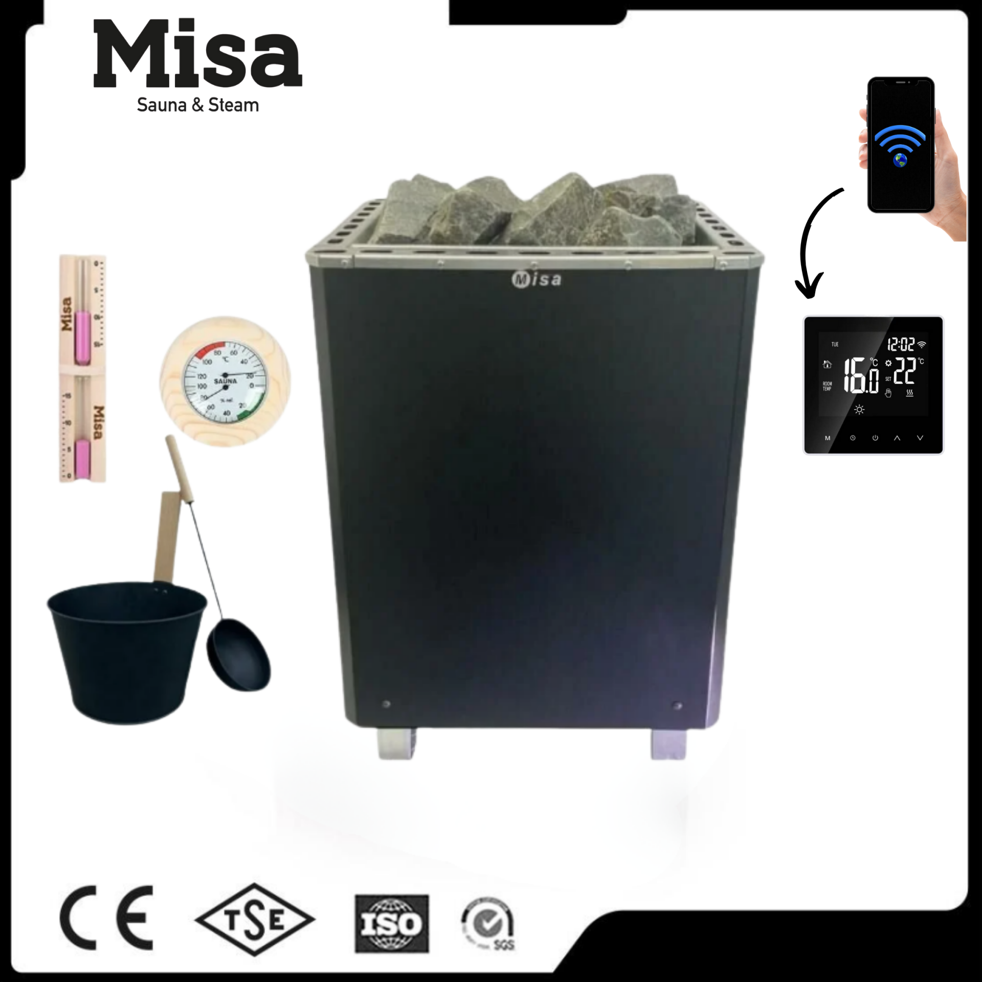 Misa Sauna Sobası Her Şey Dahil Paket 15 kW